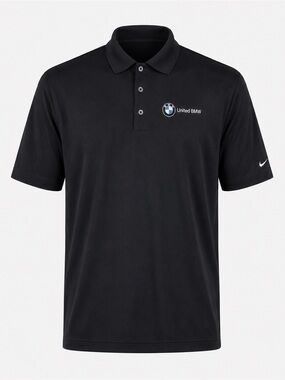 Black Nike Golf Dri-Fit Short Sleeve Polo Shirt With BMW Patch Size M